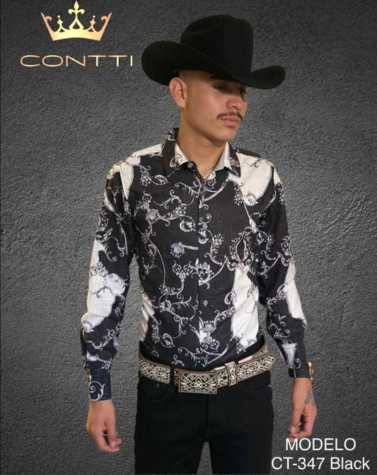 Contti Black/White Western Shirt (Adult)