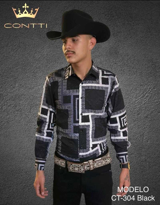 Contti Black Western Shirt (Adult)