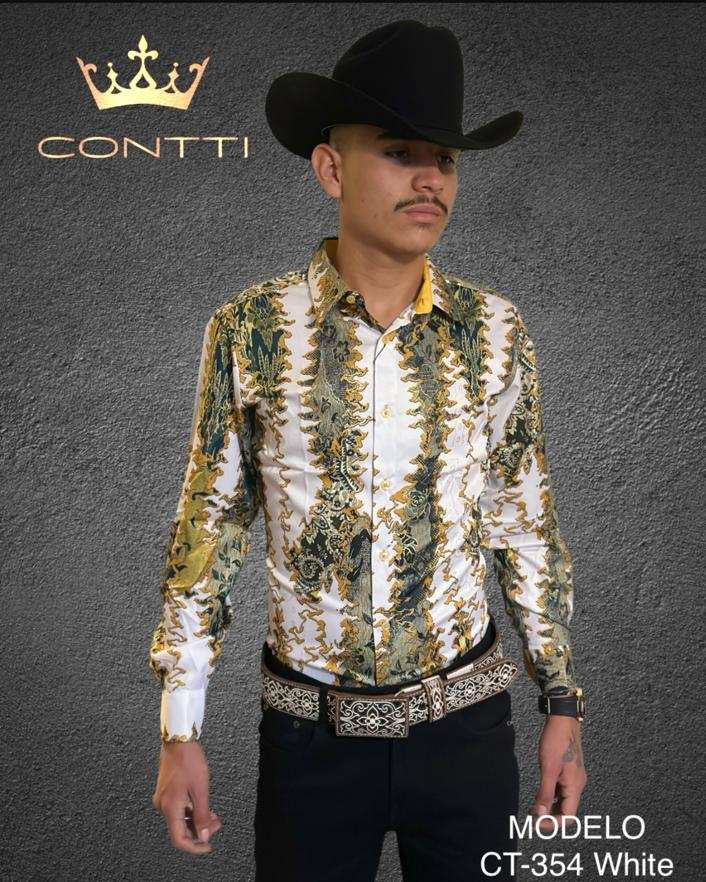 Contti White/Yellow Western Shirt (Adult)