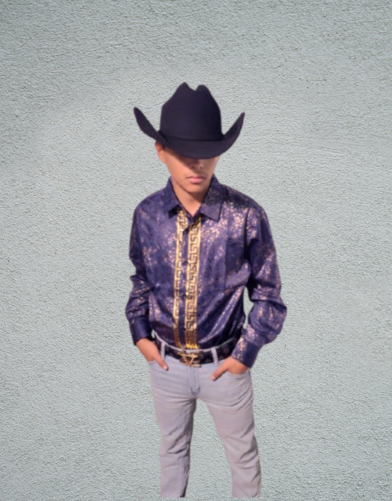 Contti Blue/Gold Western Shirt (Adult)