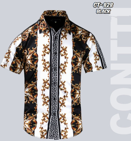 Contti CT-828 Western Shirt (Black/Gold)